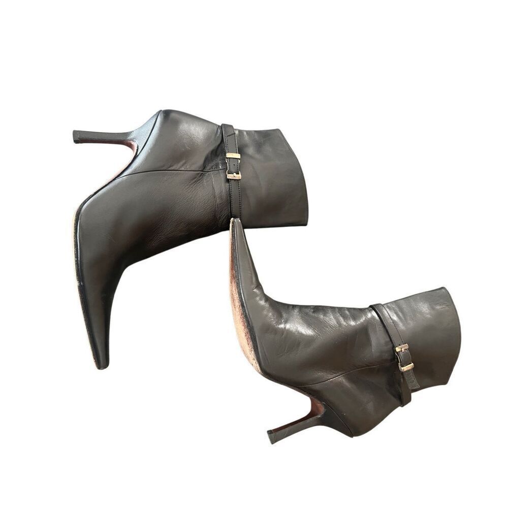 Albert Nipon Black Leather Boots Shoes Size 8.5 - image 3